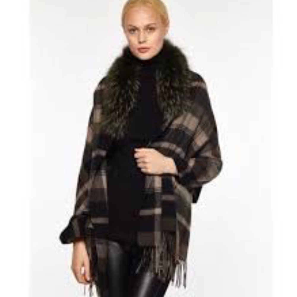 NWOT- Linda Richards Luxury Wool/Cashmere Plaid Wrap (OS)